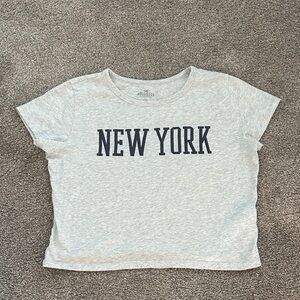 Hollister Light Gray Tee with Navy "NEW YORK" Graphic